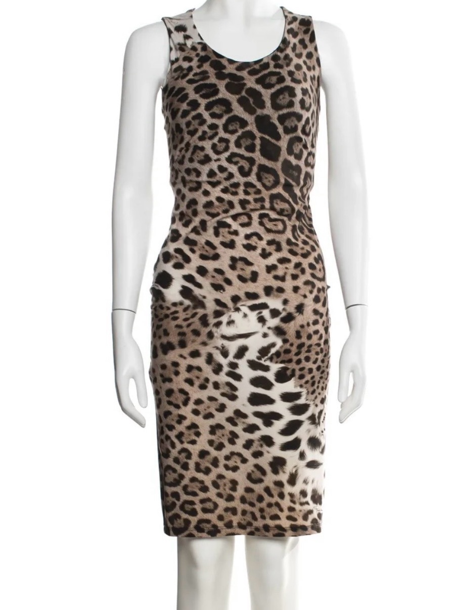 Roberto Cavalli Sleeveless Leopard Print Dress (Knee-Length) Size 44